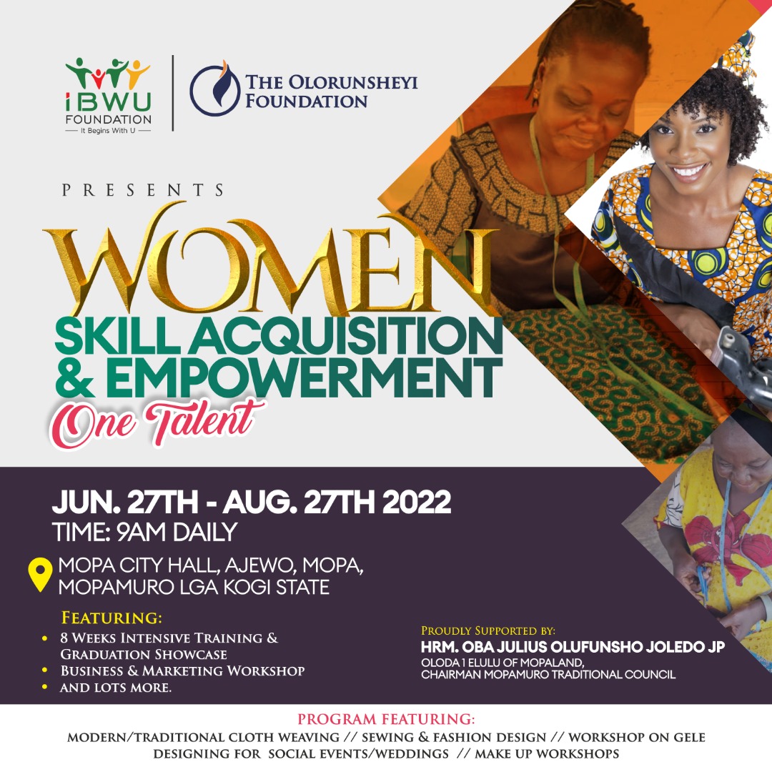 IBWU Foundation’s, “ONE TALENT” initiative for Women, with The Olorunsheyi Foundation